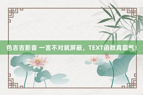 色吉吉影音 一言不对就屏蔽，TEXT函数真霸气！