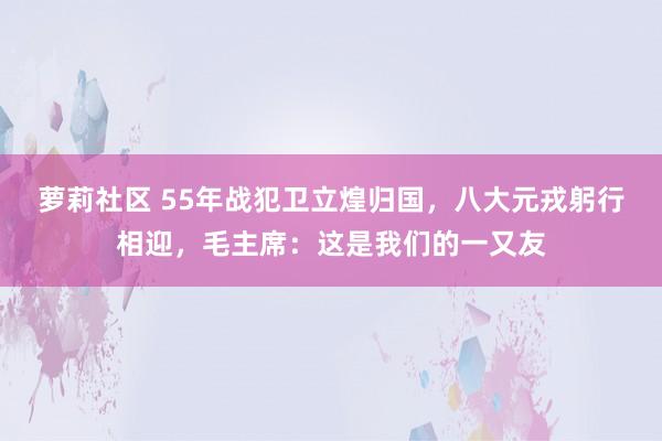 萝莉社区 55年战犯卫立煌归国，八大元戎躬行相迎，毛主席：这是我们的一又友
