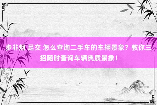 步非烟 足交 怎么查询二手车的车辆景象？教你三招随时查询车辆典质景象！