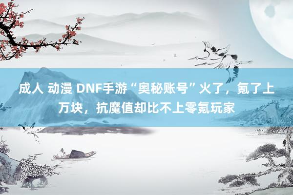 成人 动漫 DNF手游“奥秘账号”火了，氪了上万块，抗魔值却比不上零氪玩家