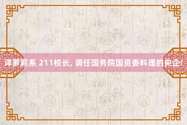 洋萝莉系 211校长, 调任国务院国资委料理的央企!