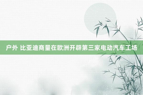 户外 比亚迪商量在欧洲开辟第三家电动汽车工场