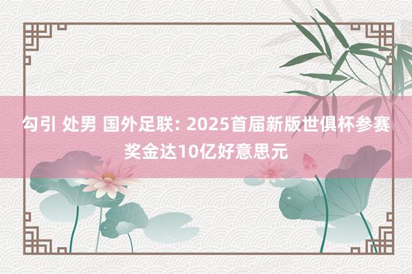 勾引 处男 国外足联: 2025首届新版世俱杯参赛奖金达10亿好意思元
