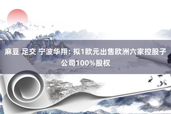 麻豆 足交 宁波华翔: 拟1欧元出售欧洲六家控股子公司100%股权