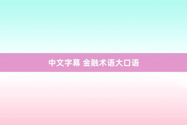 中文字幕 金融术语大口语