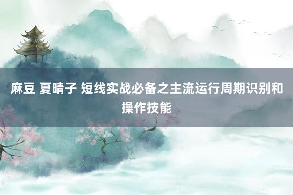 麻豆 夏晴子 短线实战必备之主流运行周期识别和操作技能