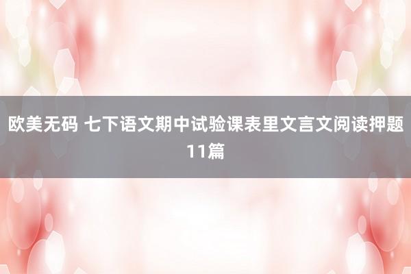 欧美无码 七下语文期中试验课表里文言文阅读押题11篇